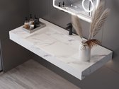 Vasque suspendue en solid surface effet marbre blanc TAKOTNA - L.90,2 x L.45,2 x H.8 cm L 90 cm x H 8 cm x P 45 cm