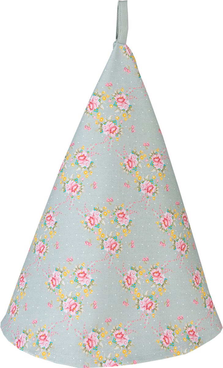 Clayre & Eef Theedoek Ø 80 cm Groen Katoen Bloemen