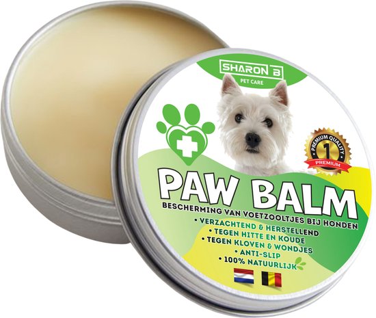 Sharon B - Paw Balm - Honden < 10kg - Potenbalsem Hond, Beschermt Voetzooltjes tegen Kloven, Wondjes, Ontstekingen - Antislip - 60 ml - 1 Stuk