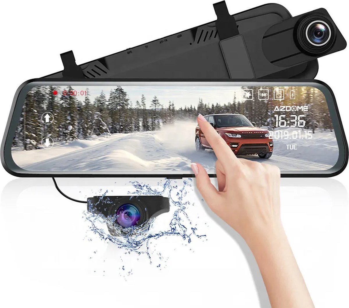 AZDome AR08 | Dashcam voor auto | Binnenspiegel | Voorcamera | Achtercamera | Super Full HD