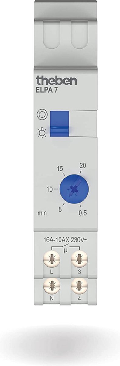 Theben 0070002 ELPA 7 tijdschakelaar trappenhuisverlichting - trappenhuistimer, elektromechanisch, tijdschakelaar trappenhuisverlichting, wit