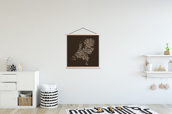 Illustration des Nederland en points colorés sur fond sombre affiche scolaire lattes plates vierges 90x90 cm - Tirage photo sur affiche textielposter (décoration murale salon / chambre)