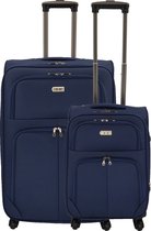 SB Travelbags 2 delig bagage stoffen kofferset 4 wielen trolley - Blauw - 75cm/55cm