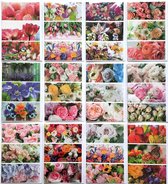 Cartes de vœux' Anniversaire - Fleurs - 12 Pièces - Sans Texte - 12 x 17 cm - L-186