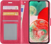 Hoes Geschikt voor Samsung A23 Hoesje Book Case Hoes Flip Cover Wallet Bookcase - Donkerroze