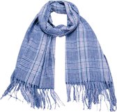 Lange Warme Sjaal - Geblokt - Blauw - 180 x 70cm (22133#)
