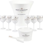 Complete Moët & Chandon Ice Imperial set Ice Bucket XL inclusief 6 glazen en Small Ice Bucket met Scoop
