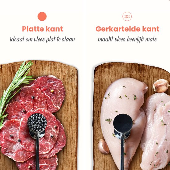BooGoo® - Marteau à viande de luxe avec ciseaux à herbes - Attendrisseur à viande - Batteur à viande - Broyeur à viande en acier inoxydable
