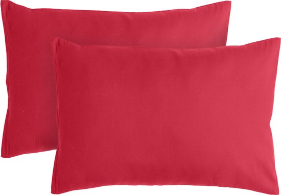 Komfortec Set de 2 Taies d'Oreiller Premium Taies d'oreiller cm - Housse de Coussin Super Douce - 100% - Polyester Brossé - 120g/m² - Rouge