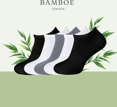 green-goose® Bamboe Sneakersokken | Unisex | 5 Paar | Grijs | Zwart | Wit | Maat 43 - 47 | Duurzaam en Comfortabel | 95% Bamboe