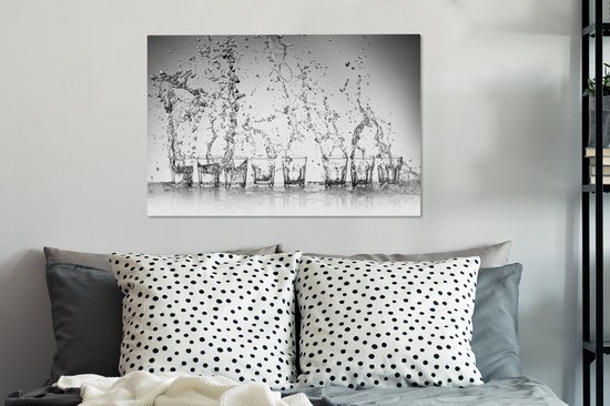 Canvas schilderij 60x40 cm - Wanddecoratie Spattend water in glazen - Muurdecoratie woonkamer - Slaapkamer decoratie - Kamer accessoires - Schilderijen op canvas