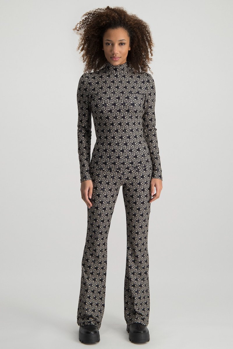 Colourful Rebel CR Geometric Peached Flare Broek - Maat XS