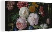 Peinture sur toile Nature morte aux fleurs dans un vase en verre - Peinture de Jan Davidsz. de Heem - 80x40 cm - Décoration murale