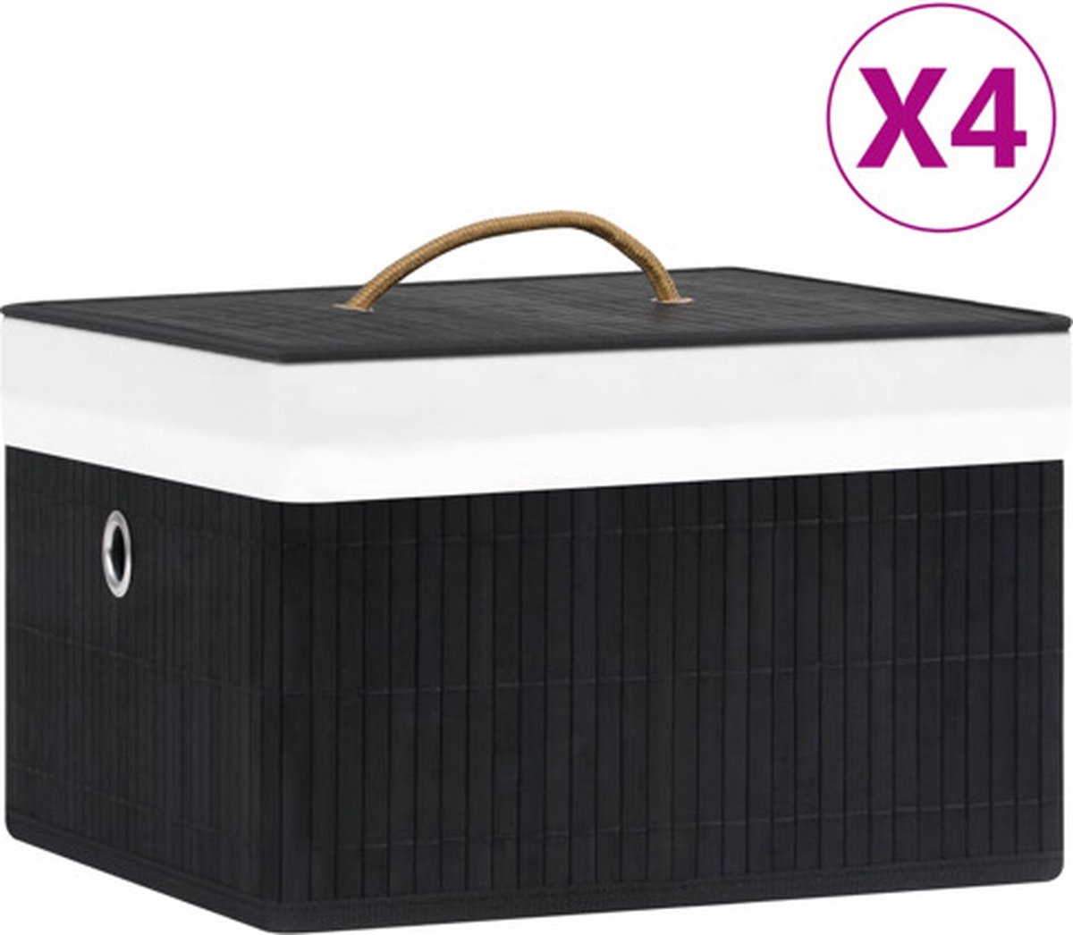 vidaXL Opbergboxen 4 st bamboe zwart