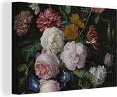 Peinture sur toile Nature morte aux fleurs dans un vase en verre - Peinture de Jan Davidsz. de Heem - 180x120 cm - Décoration murale XXL