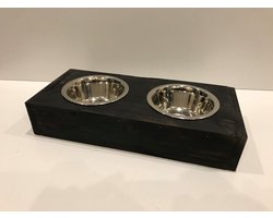 Voerbak hond - Houten voerbak - Dieren voerbak - Drinkbak- Drinkbak hond - Voer hond - Zwart look - Black