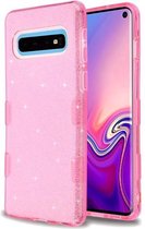 HB Hoesje Geschikt voor Samsung Galaxy S10 - Glitter Back Cover - Roze