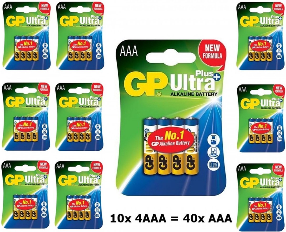 40 Stuks (10 blisters a 4 stuks) GP Ultra Plus Alkaline AAA/LR03 1.5V