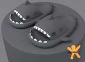 SHARKYSLIDES - JUMPYTOYS - Chaussons de bain - Slippers Shark - Produit EVA - GRIS FONCÉ