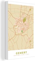 Canvas Schilderij Gemert - Plattegrond - Kaart - Stadskaart - Vintage - 80x120 cm - Wanddecoratie