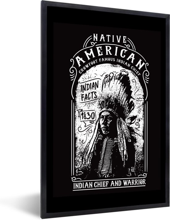 Cadre photo avec affiche - Indien - Vintage - Zwart - Wit - 20x30 cm - Cadre pour affiche