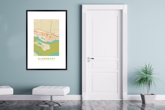Cadre photo avec affiche - Carte - Plan d'étage - Sliedrecht - 80x120 cm - Cadre pour affiche - Plan de la ville