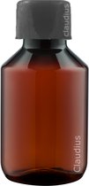 Lege Plastic Fles 100 ml PET amber - met zwarte ribbeldop - set van 10 stuks - navulbaar - leeg