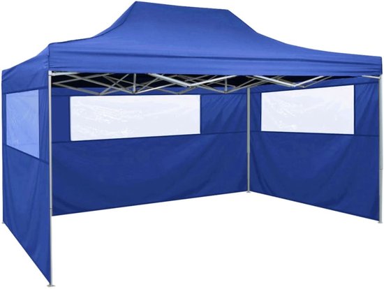 Partytent met 3 zijwanden inklapbaar 3x4 m staal antraciet
