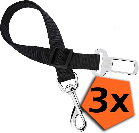 Ceinture pour chien Ceinture de sécurité pour voiture Laisse universelle pour chien Auto réglable Zwart - 3x