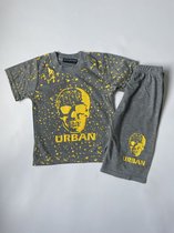 Urban Grijs Geel Set Korte Broek T-Shirt Maat 104/110