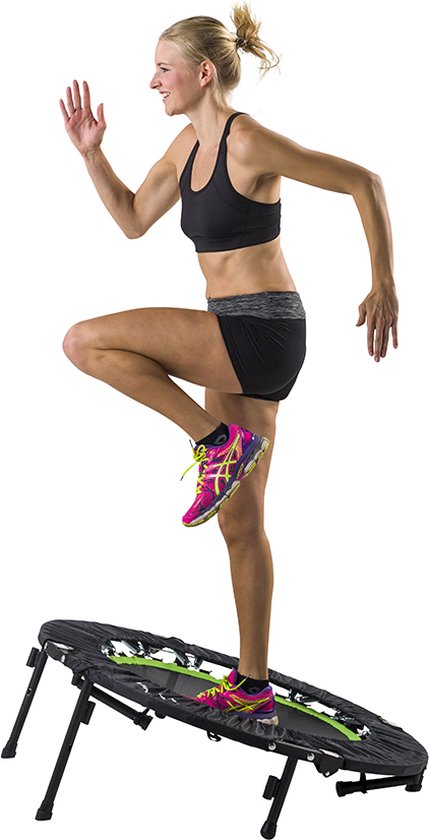 Tunturi Fitness Trampoline - Opvouwbaar - 104cm springoppervlak - Inclusief beschermrand & handgrip - Incl. gratis fitnessapp