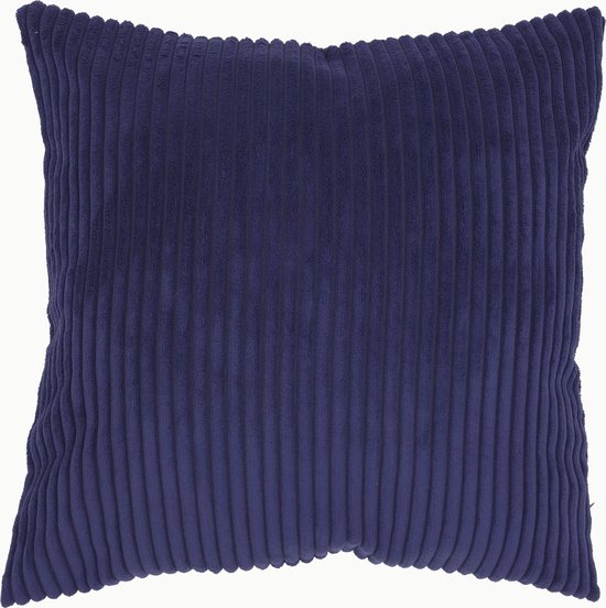 Corduroy kussenhoes donkerblauw | Ribfluweel | 45 x 45 cm | 100% polyester | Exclusief binnenkussen