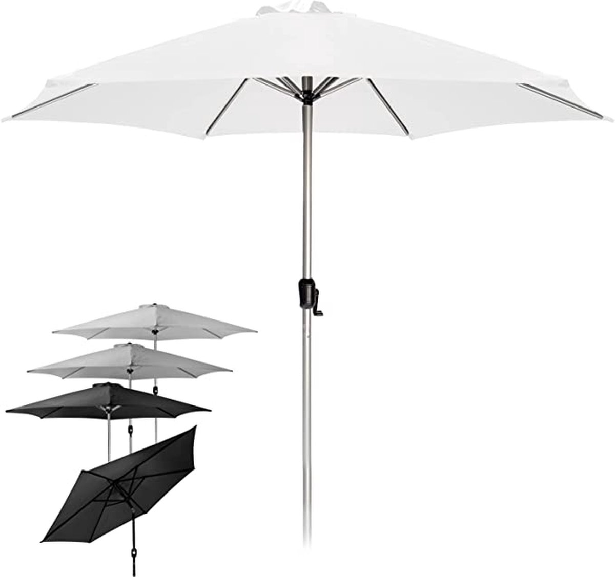 Parasol met verlichting - Tuinparasol - Stokparasol - Handslinger - 270 cm - Wit