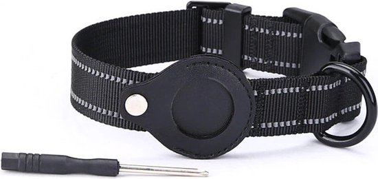 Collier pour chien Airtag - Tracker - Etui - Chien - Chat - 39 cm - Nylon -  noir
