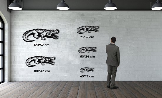 Décoration murale | Crocodile / Crocodile| Métal - Art mural | Décoration murale | Salle de séjour | Decor extérieur |Noir| 19x45cm