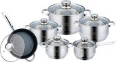 Swiss - Pannenset inductie 12-delig - Glazen Deksel -  RVS Pan / Steelpan / Koekenpan - PFAS-vrij