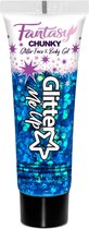 Paintglow Fantasy Chunky Glitter - Gezicht & body gel - Festival glitters - Face jewels - Make up - Mermazing Blauw - 12ml