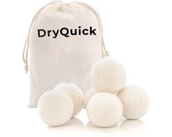 DRYQUICK Drogerballen- Wasbollen- Duurzaam Schapenwol - Herbruikbaar- 6 XL Wasballen Wit