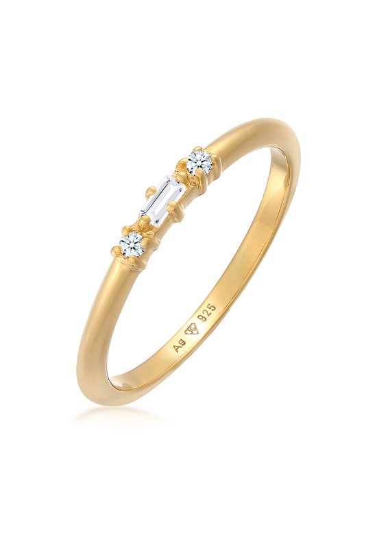 Elli DIAMONDS Ring Dames Verlovingsring Trio met Diamant (0.04 ct.) in 375 Geel Goud
