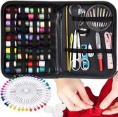 Kit de couture complet avec fil, aiguilles, ciseaux, boutons, ruban à mesurer, etc. Kit de couture de voyage pratique - 128 pièces