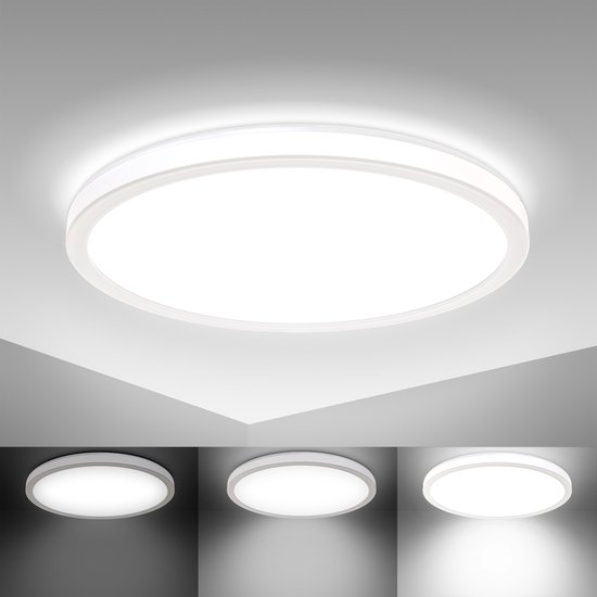 B.K.Licht - Plafonnier LED - rond - dimmable - ultra plat - lumière  indirecte -... | bol.com