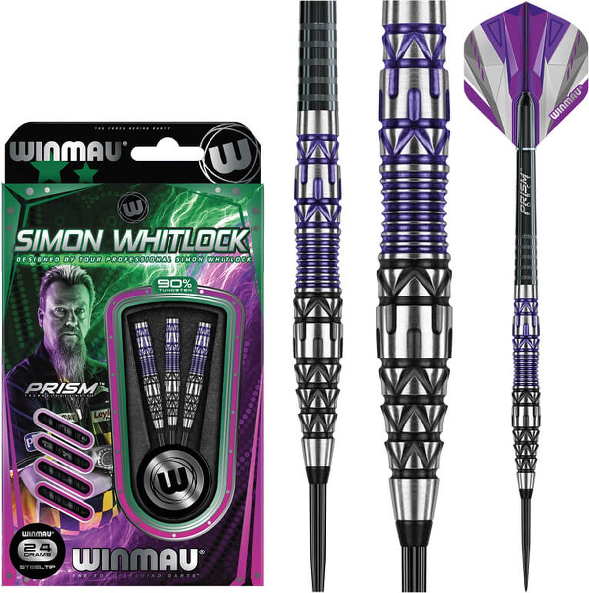 WINMAU - Simon Whitlock Special Edition: Steeltip Tungsten Dartpijlen Professioneel - 24g - Winmau