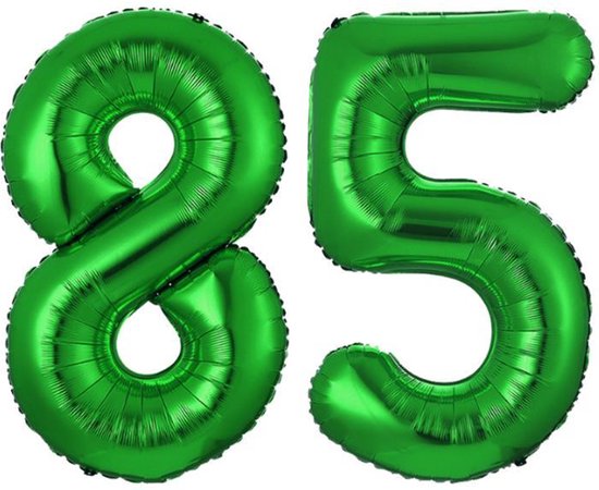 Ballon Cijfer 85 Jaar Groen Helium Ballonnen Verjaardag Versiering Cijfer Ballon Feest Versiering Met Rietje - 86Cm