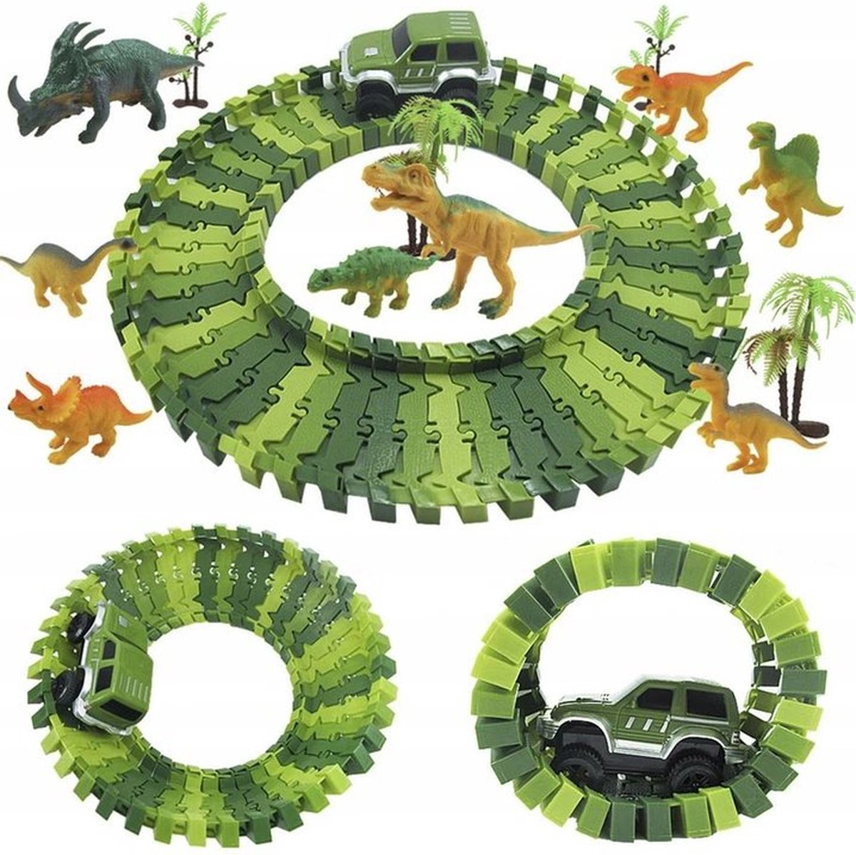 Dinosaurus Flexibele Racebaan Autobaan 229 Delig met AA Batterijen - Auto Racebaan met een Auto, Dinosaurussen, Bomen - Autobahn - AutoRacebaan - Eenvoudig te monteren - Eindeloos combineren - Veel Speelplezier — afbeelding 16