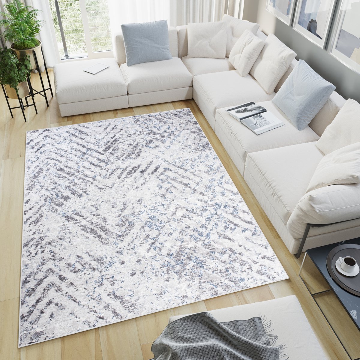 Tapiso Sky Vloerkleed Grijs Vintage Woonkamer Slaapkamer Tapijt Maat - 200x300