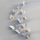 3D zilveren Vlinders Muurstickers Unieke Muurdecoratie Muurvlinders Verschillende afmetingen 12 Stuks -