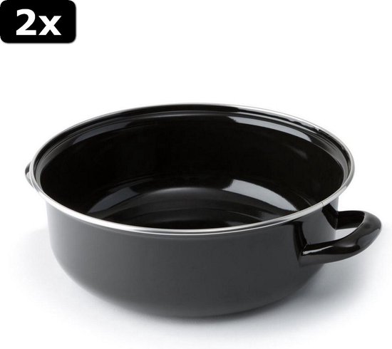38 cm extra grote glasachtige emaille braadpan gemaakt in Engeland door Chabrias LTD