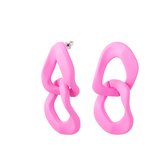 Boucles d'oreilles d'oreilles acrylique grosse chaine - Pink
