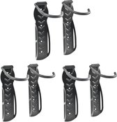 Système de suspension de vélo Relaxdays 6x - mur de support de vélo - jusqu'à 25 kg - mur de support de vélo noir