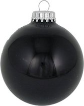 Trendy Shiny Black Boules de Noël - boîte de huit boules de Noël de 7 cm